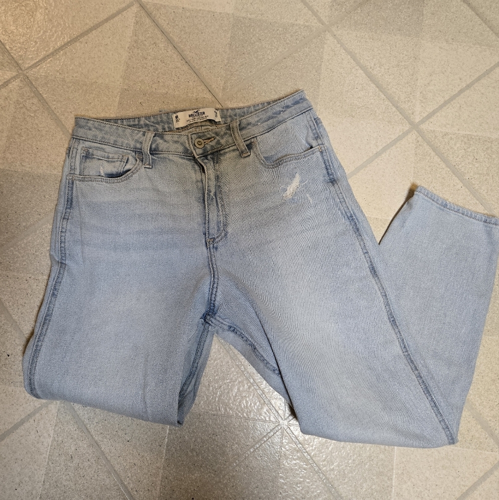 Hollister Women's 9R Light Blue Wash Straight Leg Mom Jeans Euc Vintage